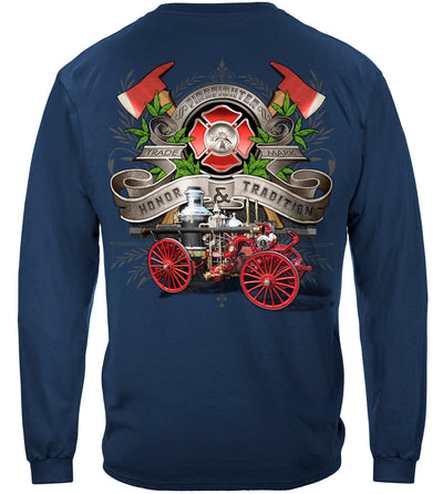 Firefighter Traditional Anique Pump Truck Long Sleeves