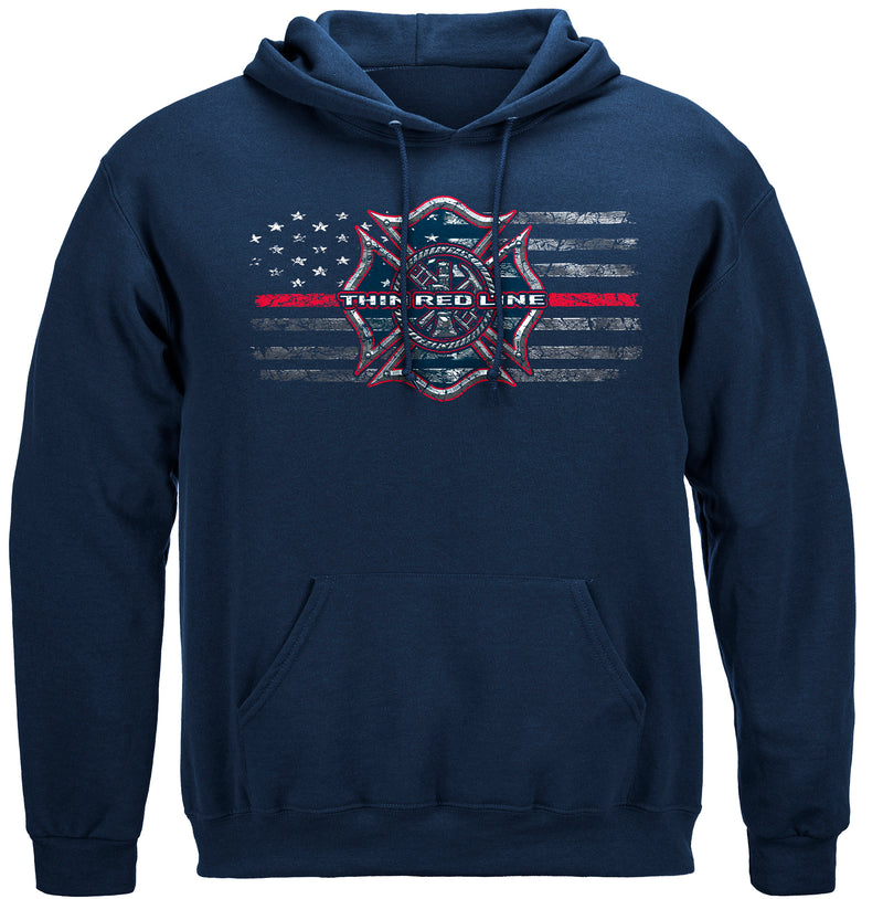 Thin Red Line Firefighter Hooded Sweat Shirt