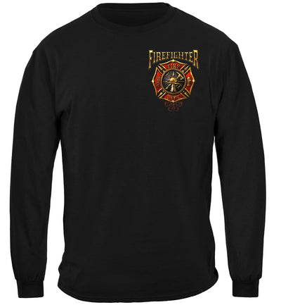 Firefighter Flames Gold Shield Long Sleeves