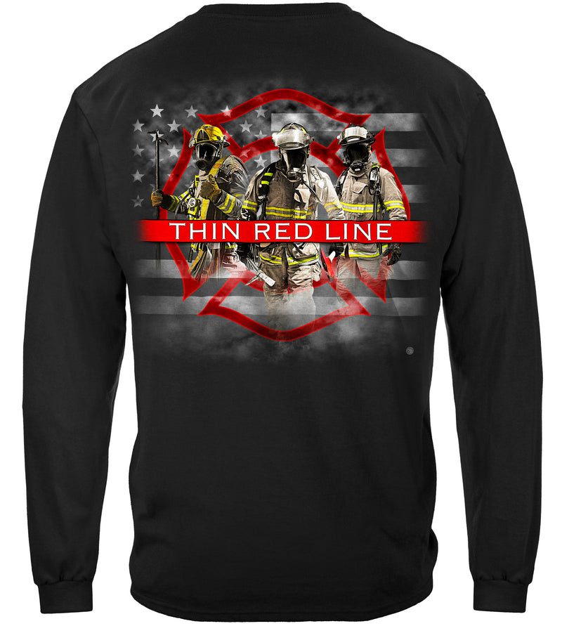 Firefighter American Flag Thin Red Line Long Sleeves
