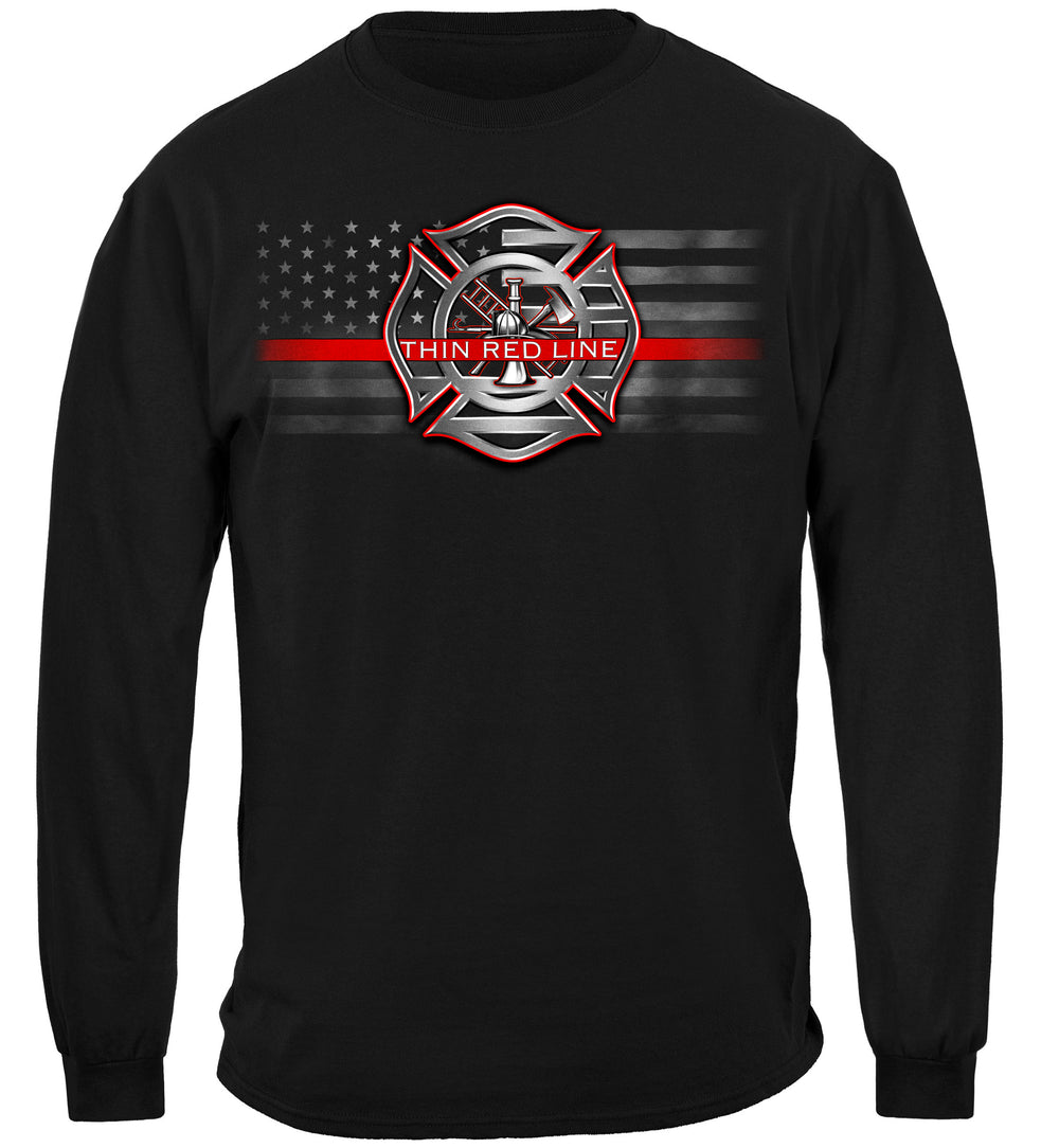 Firefighter American Flag Thin Red Line Long Sleeves