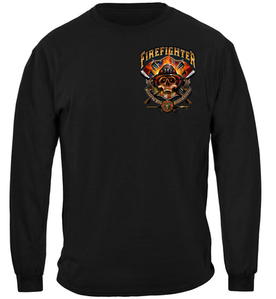 Firefighter Patriotic  Skull Long Sleeve Shirt