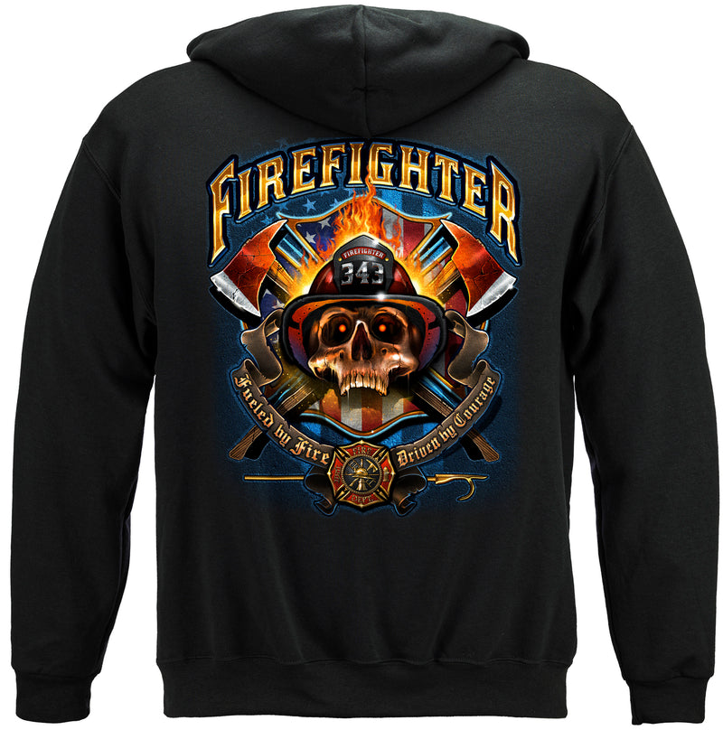 Firefighter Patriotic Skull Hooded Sweatshirt