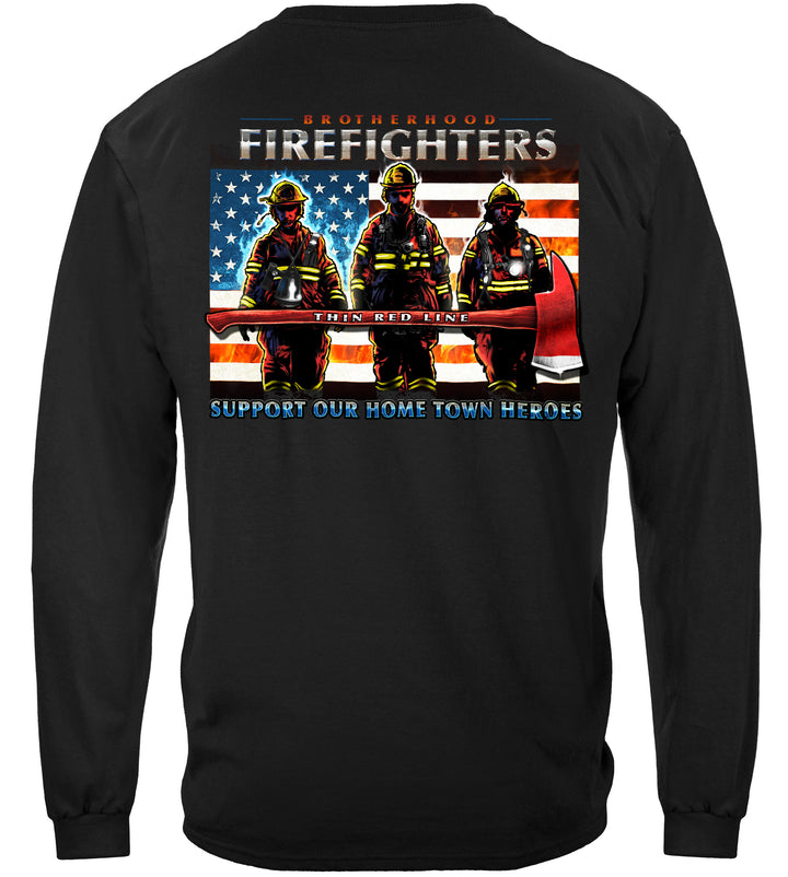 Firefighter Thin Red Line Flag Patriotic Long Sleeve