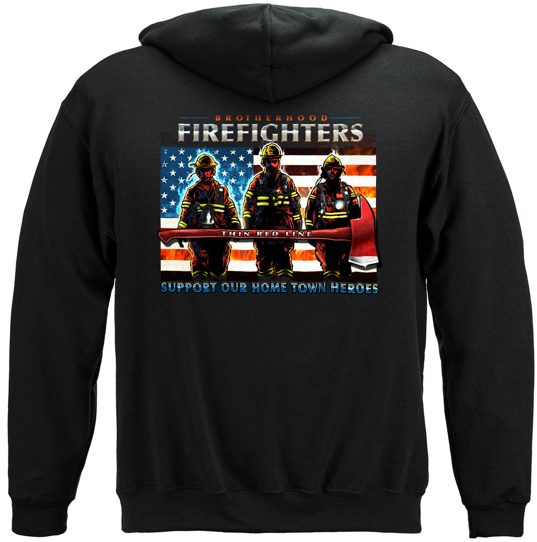 Firefighter Thin Red Line Flag Patriotic Hooded Sweatshirt