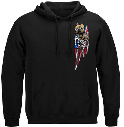 Firefighter Pit Bull Dog Tattoo American Flag Hooded Sweat Shirt