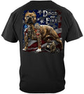 Firefighter Pit Bull Dog Tattoo American Flag T-SHIRT