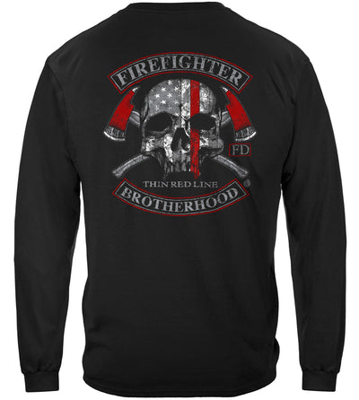 Firefighter Brotherhood Skull Thin Red Line Long Sleeves