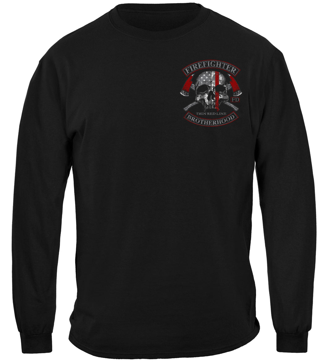 Firefighter Brotherhood Skull Thin Red Line Long Sleeves