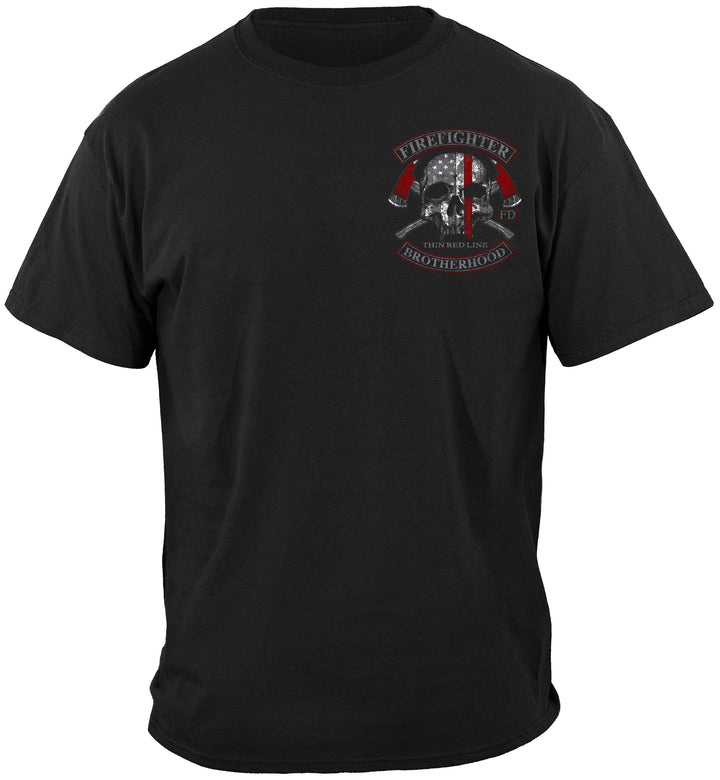 Firefighter Brotherhood Skull Thin Red Line T-SHIRT