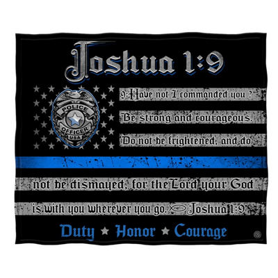 Law Enforcement Fleece Blanket with Joshua 1:9 Prayer
