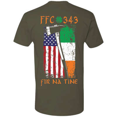 Firefighter tribute shirt featuring American and Irish flags