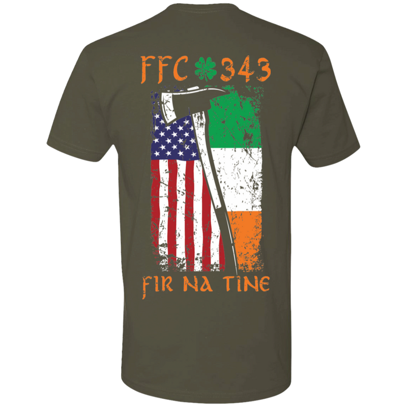 Firefighter tribute shirt featuring American and Irish flags