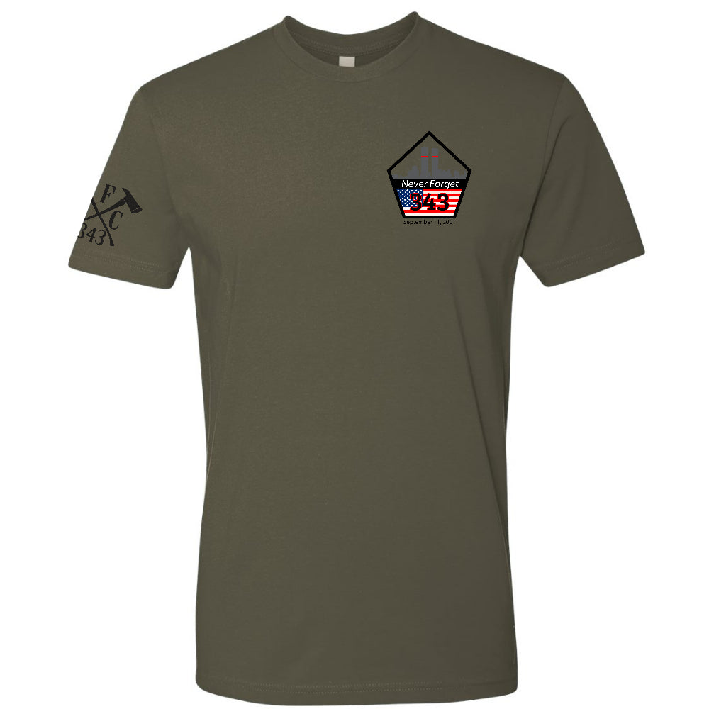 Commemorative 9/11 T-Shirt for firefighters – FFC 343 logo on sleeve