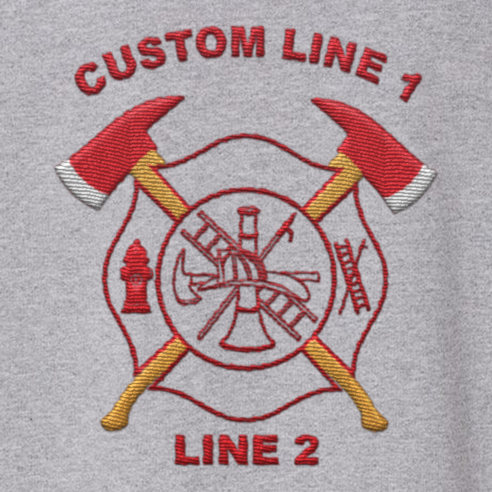 Customized Classic Quarter Zip Job Shirt with Crossed Axes Embroidery 