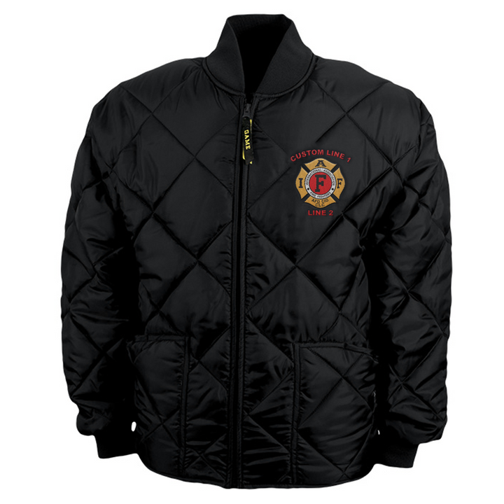 Custom firefighter jacket with IAFF embroidery