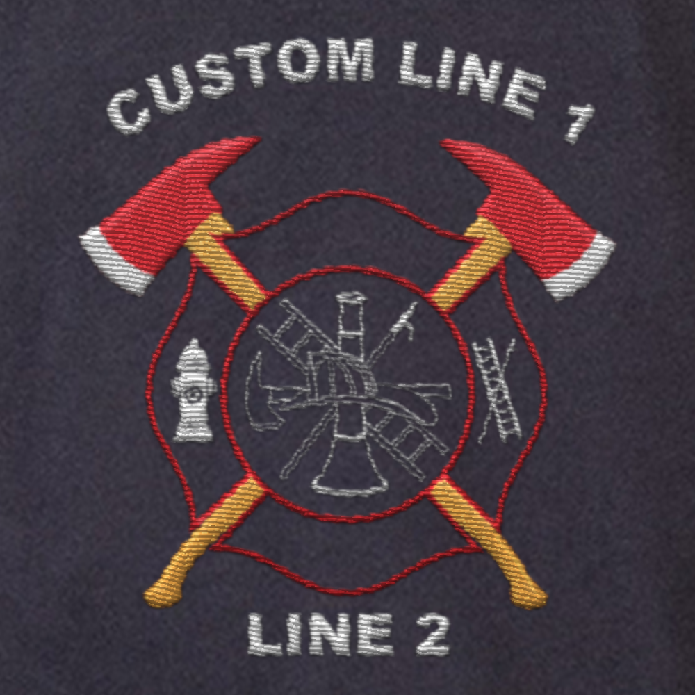 Customized Game 3/4 zip Navy Job Shirt with Crossed Axe Maltese Embroidery 