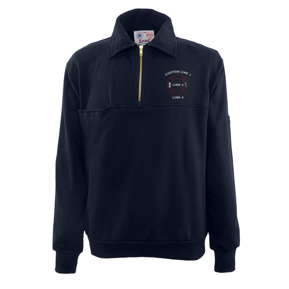 Custom Maltese Embroidery 3/4 zip Navy  Game Job Shirt