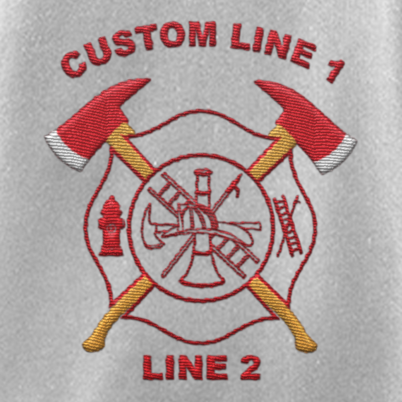 Customized Game 3/4 zip Job Shirt with Crossed Axe Firefighter Embroidery  in Sports Grey
