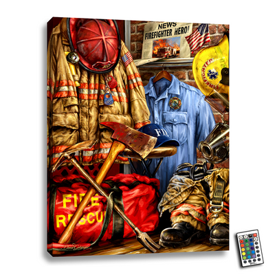 Firefighter Hometown Hero Illuminated Art