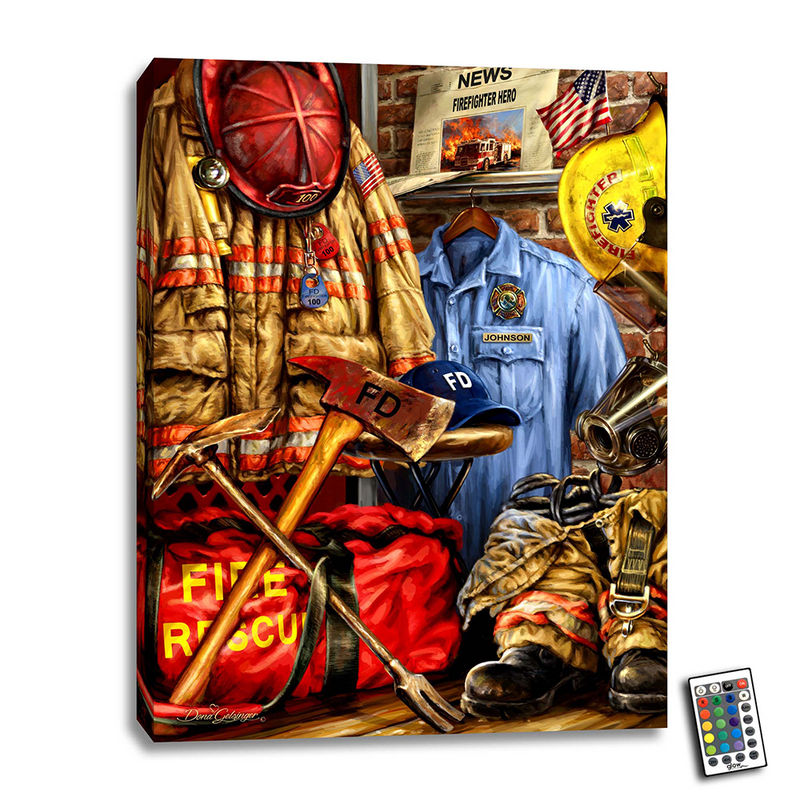 Custom Firefighter Illuminated Art
