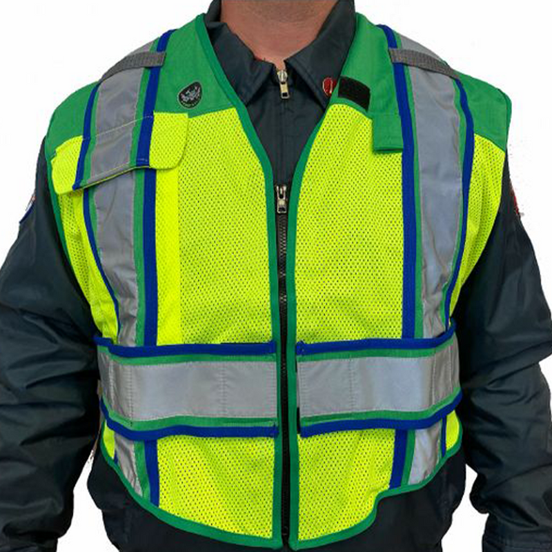 Ultra Bright Green Blue Public Safety Vest for EMS