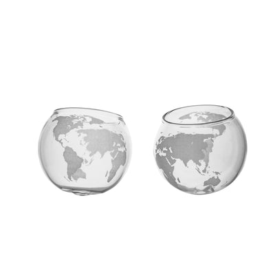 Globe Spinning Whiskey Glasses