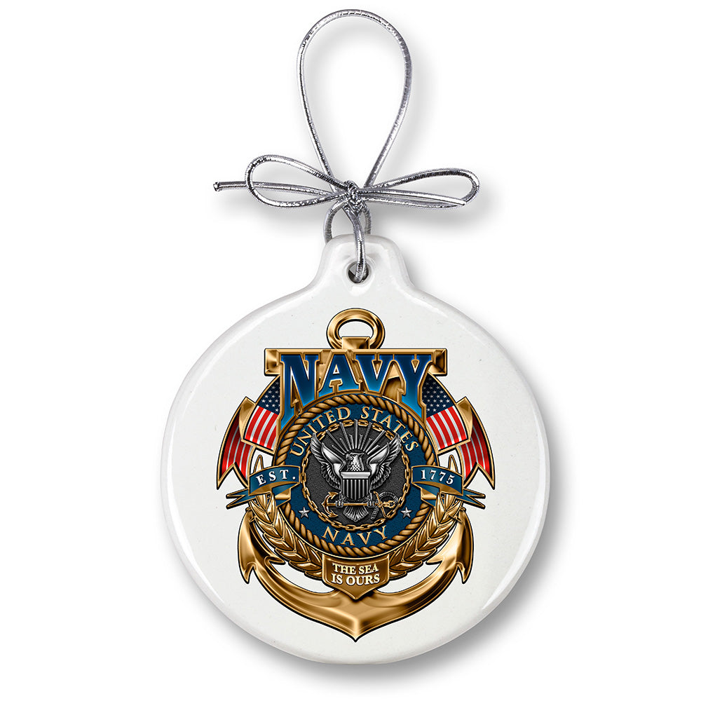 Navy The Sea is ours Ornament