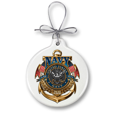 Navy The Sea is ours Ornament