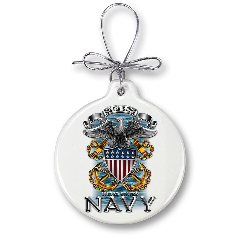 Navy Full Print Eagle Ornament