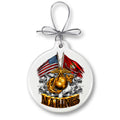 Double Flag Gold Globe Marine Corps Ornament