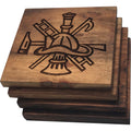 Firefighter Scramble Solid Wood Coasters- Set of 4