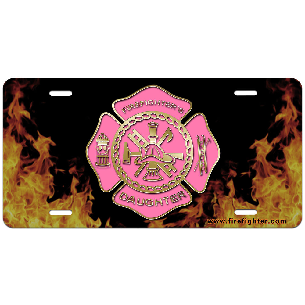 Vehicle plate showing Firefighter’s Daughter pride in pink