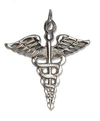 Silver Caduceus Charm