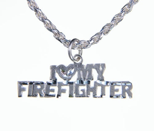 Silver I Love My Firefighter Charm