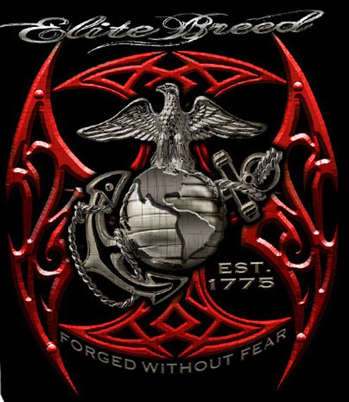 USMC Red Blades Foil Design T-shirt