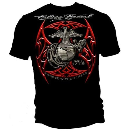 USMC Red Blades Foil Design T-shirt