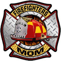 Firefighters Mom Diamond Plate - DECAL