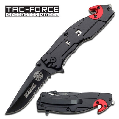 All Black Fire Fighter Spring Assisted Knife