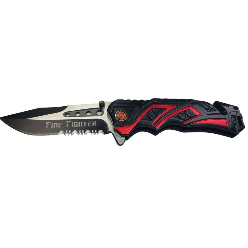 Black and Red Spring Assisted Knife