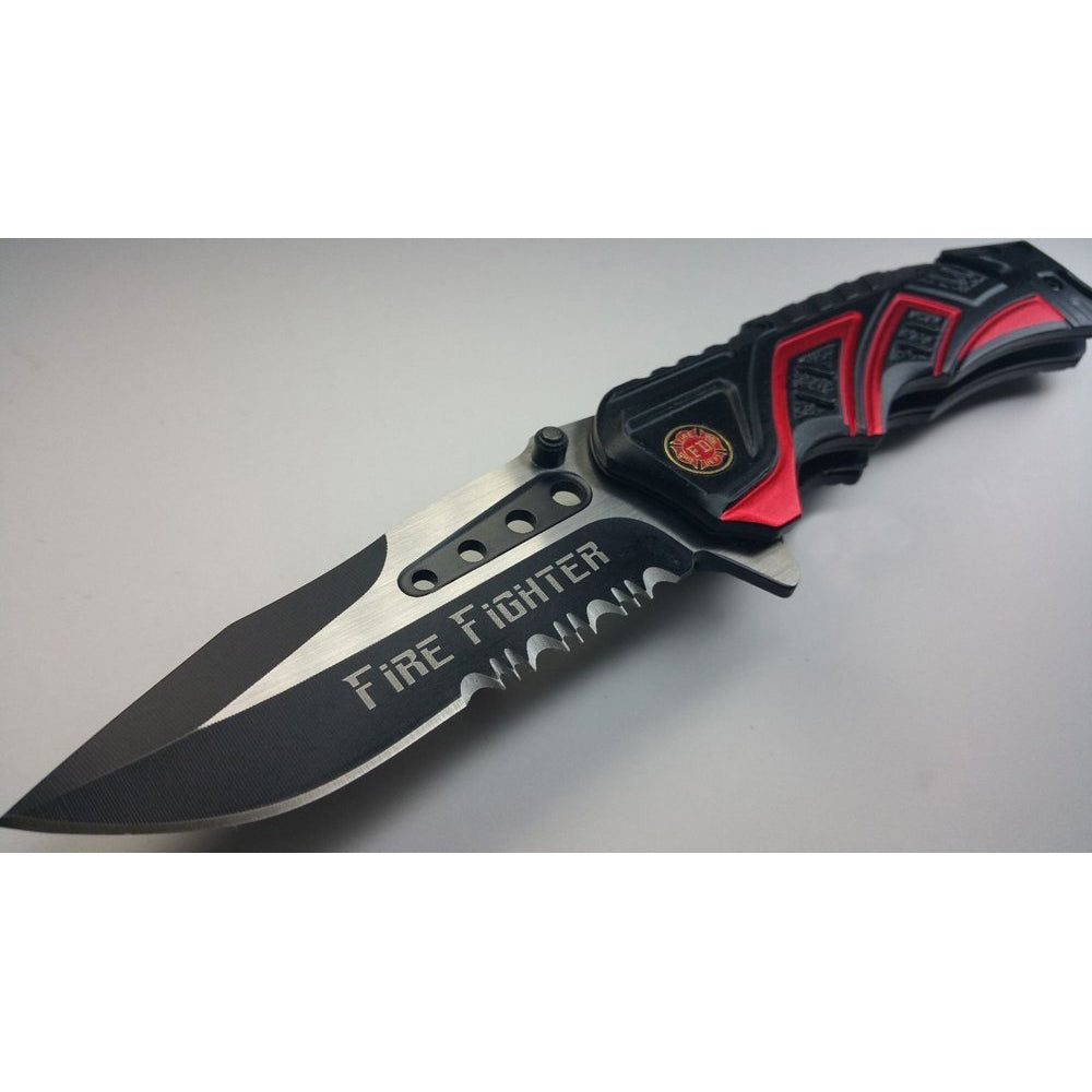 Black and Red Spring Assisted Knife