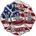 American Flag Fire Rescue Maltese Cross - DECAL