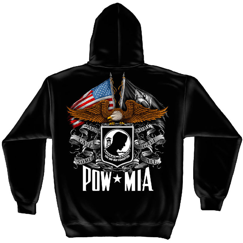 Military Hooded Sweat Shirt Flag Eagle POW MIA
