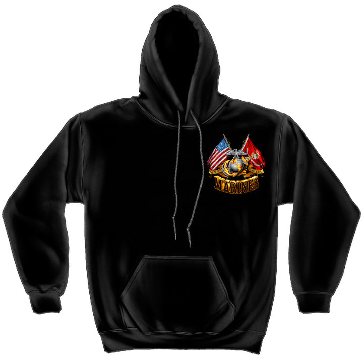 USMC Hooded Sweat Shirt Double Flag Gold Foil Sweatshirt