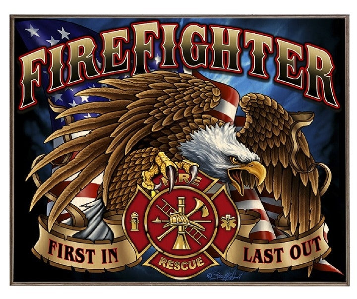 Firefighter Eagle Wood Photo Board