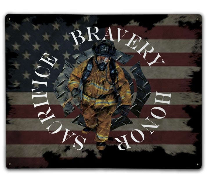 Sacrifice Bravery Honor Metal Sign