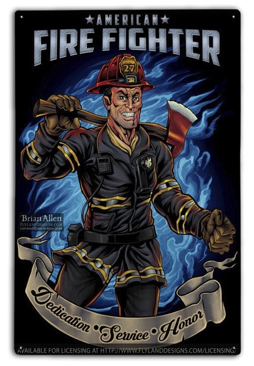 American Firefighter Metal Sign