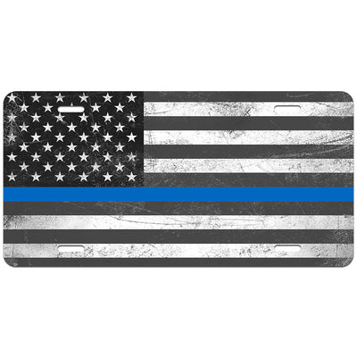 Thin Blue Line Distressed License Plate