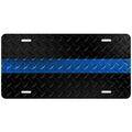Thin Blue Line Diamond Plated License Plate