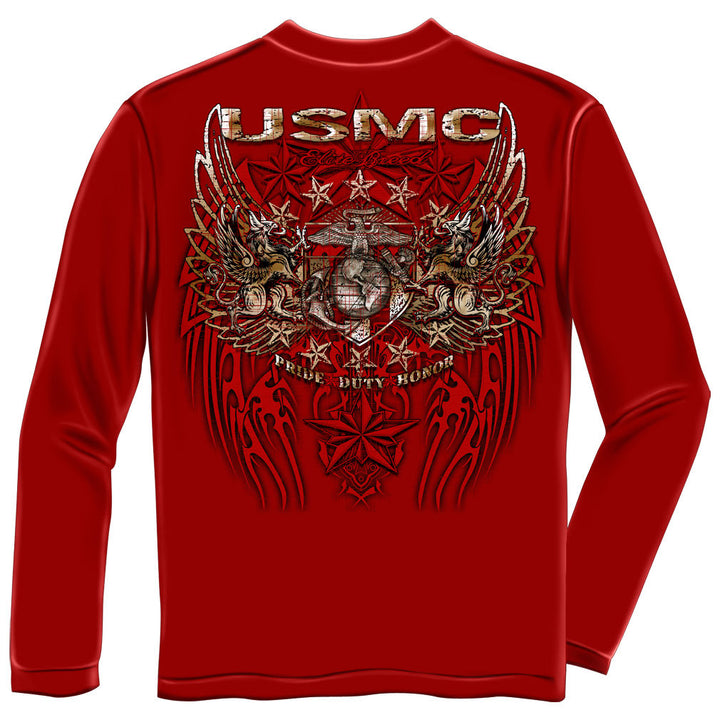 Long Sleeve USMC Pride Duty Honor Foil T-shirt